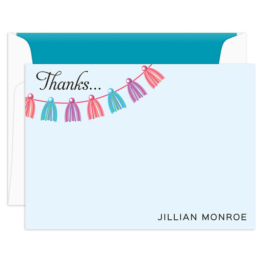 Tassel Banner Flat Thank You Note Cards